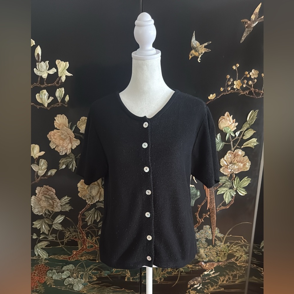 Vintage Y2K Black Short Sleeve Knit Cardigan